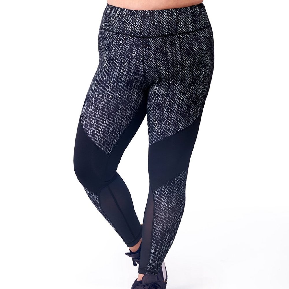 Women's Rainbeau Curves Geometric Francesca Leggings Plus Size 22/24 Black/Gray